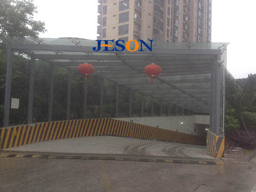 浙江瑞安幕墻工程案例：瑞豪佳園車(chē)庫(kù)入口雨棚駁接爪